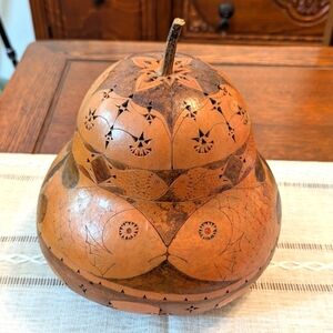 Vintage Handcrafted Gourd with Fish Design By Duane Teeter signed 1981